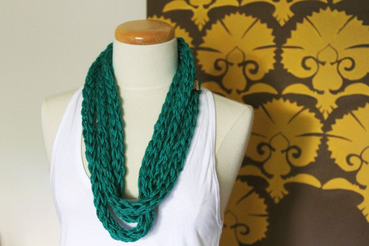 Rope infinity necklace in emerald- free shipping