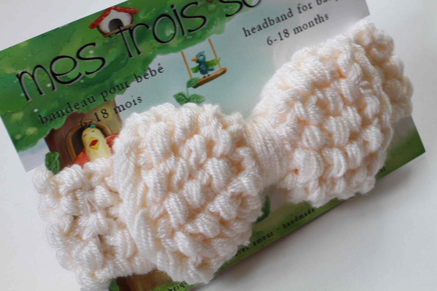 Light pink baby headband with bow