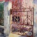 Gate Art Painting Print Landscape Watercolor - Home Decor, Office Decor - Men Women - Old Rusty Iron - Lace Gate - Door - Travel Art