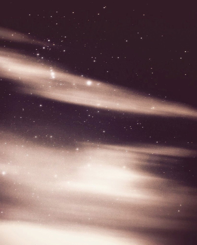 Constellations Photo "Orion's Belt" Ethereal Night Sky Stars Photograph Print - Pink Foggy Sky - Galaxy Print Outer Space Art Photo