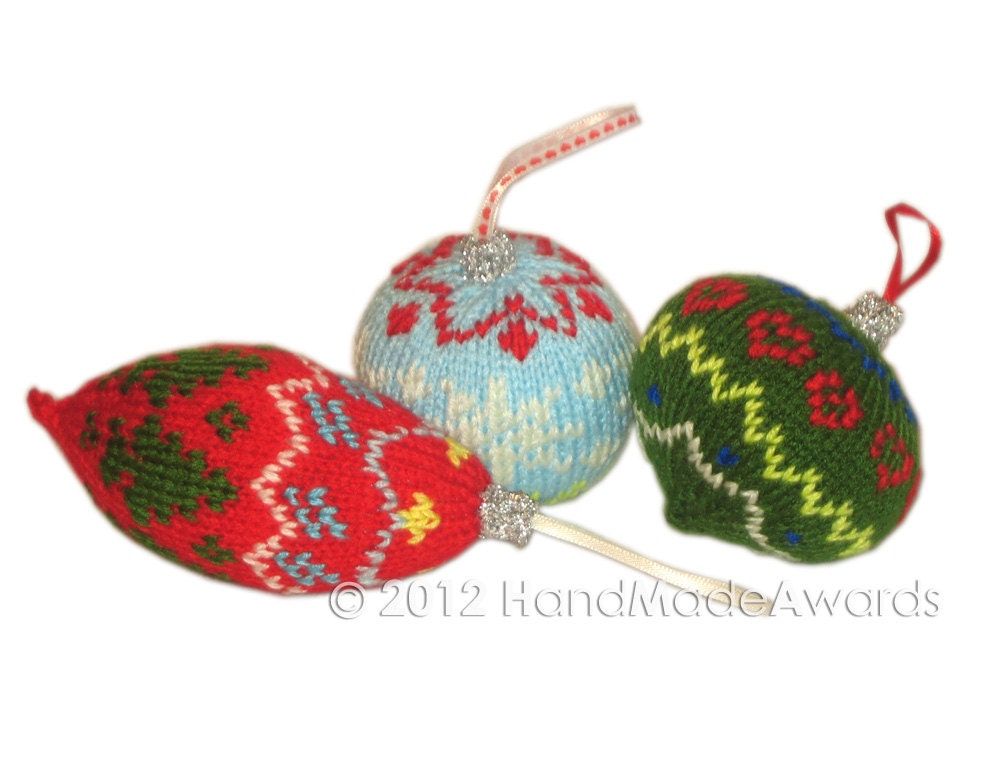 Three Christmas Balls Ornaments PDF Email Knit PATTERN