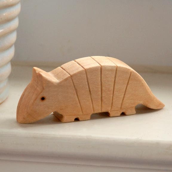 Carved Wooden ARMADILLO, Handmade Toy Animal, Waldorf Inspired