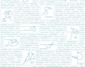Riley Blake, Lori Holt, POLKA DOT STITCHES, Words in Blue, 1/2 Yard