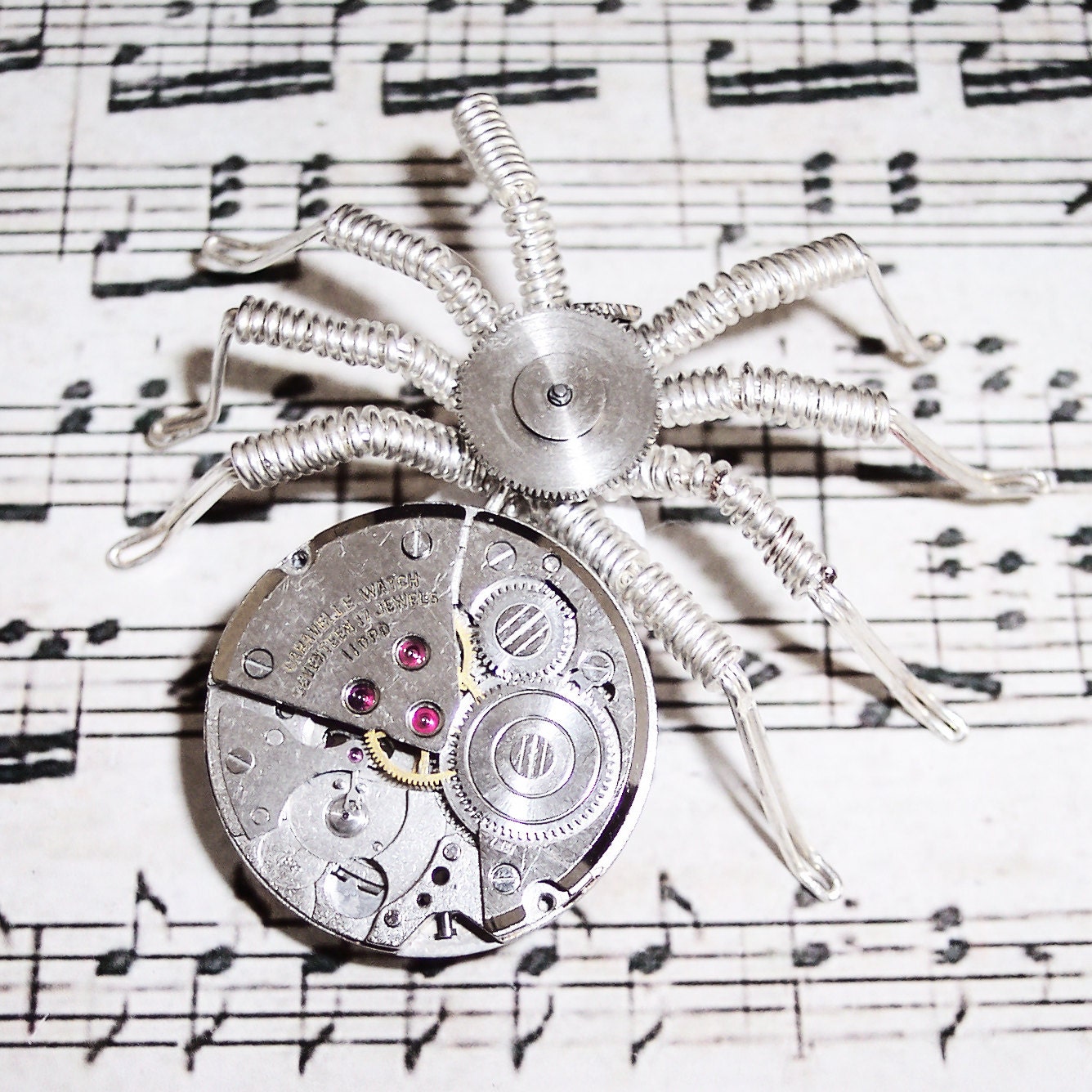Spider Brooch - OOAK Unique Steampunk Gothic Clockwork Neo Victorian Victoriana Jewellery