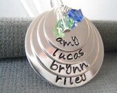 Hand Stamped Mommy Necklace - Personalized Sterling Silver Jewelry - Family Four Stack