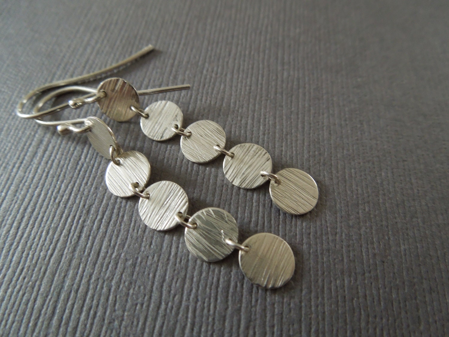 sterling silver dot earrings, chandelier, simple, modern, classic, delicate, dainty, dangle, round, circle, gift for her