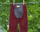 Upcycled Merino Longies in Dark Burgundy Red  Cloth Diaper Soaker  MEDIUM 6-12 Months