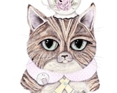 Cat that got the Cream Open Edition A4 Art Print