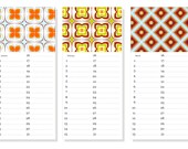 Diy printable perpetual wall desk calendar pdf file back to school personalized hostess gift 5"X11" pumpkin orange vintage mid century