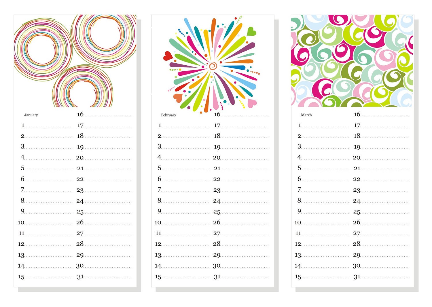 Rainbow bright Perpetual calendar DIY project dorm decor back to school desk wall art wall hanging 5"X11" geometric decor pattern decor