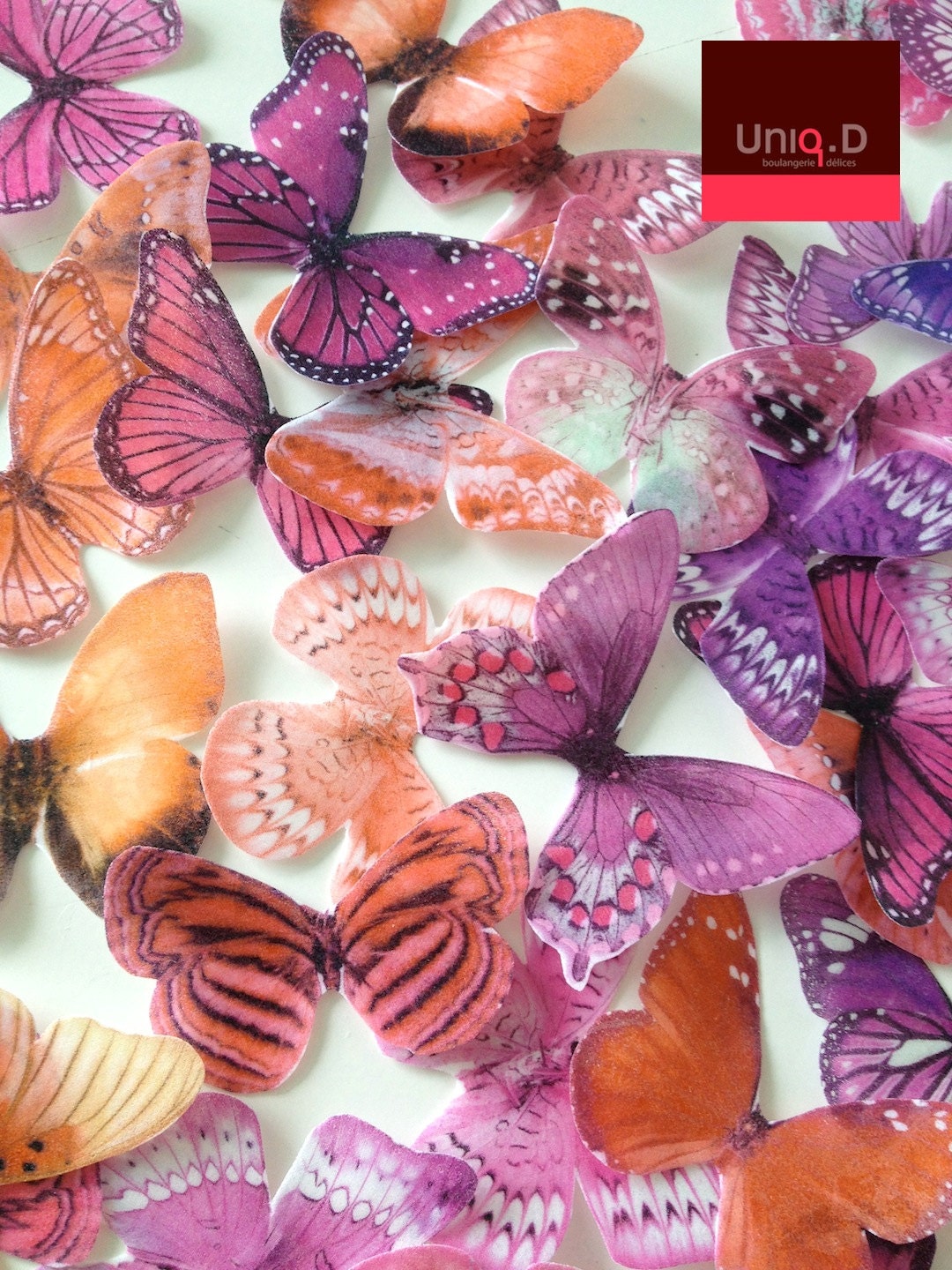 BUY 60 get 10 FREE edible cake decoration - wedding cake toppers - wedding favors - edible butterflies by Uniqdots on Etsy