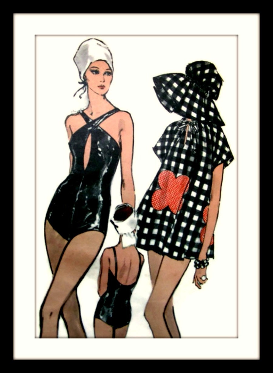 Bathing Suit Beach Coat & Hat Sewing PATTERN 7815 VOGUE Uncut