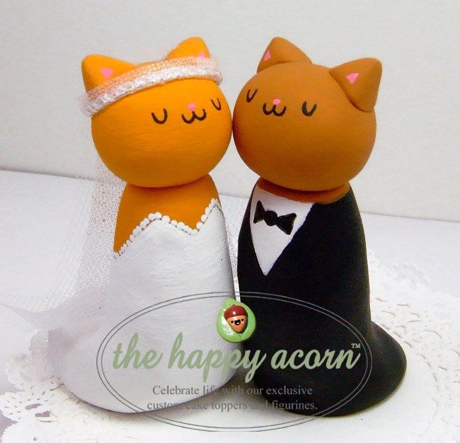 Wedding Cake Topper Cats Ginger Orange Kitties - READY TO SHIP