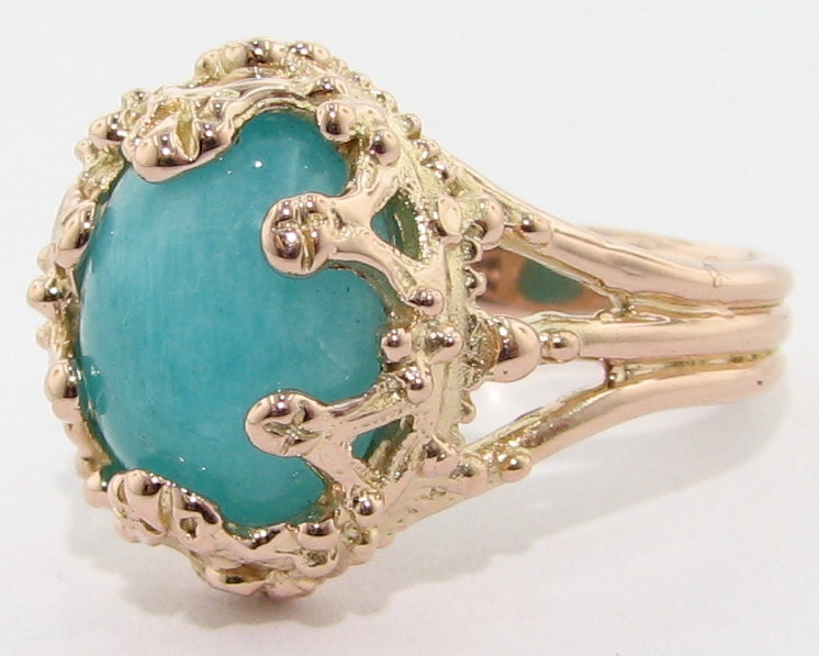 Oval Duchess Ring, Amazonite and Rose Gold