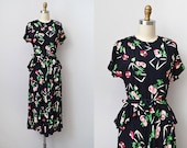 1940s dress / vintage floral 40s peplum dress / 1930s dress / Parade of Posies Dress