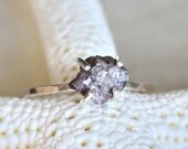 1 Carat Pinkish Purple Raw Rough Uncut Diamond and Sterling Silver Ring - Promise Ring, Wedding Ring