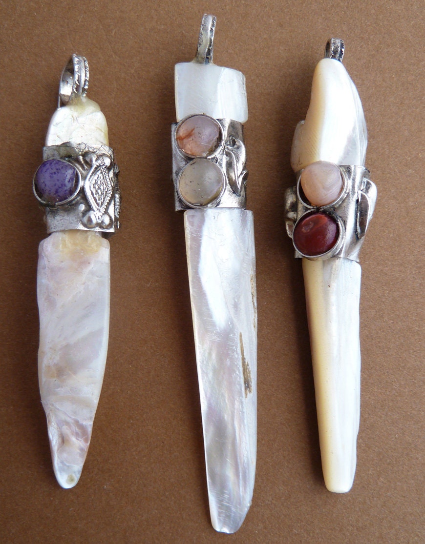 Shell Pendants, Abalone Shell, 3 Pcs, Sea Shell Pendants,  Shell Beads