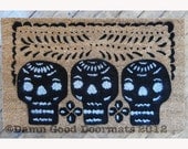 Mexican 3 skulls Day of the Dead doormat Halloween