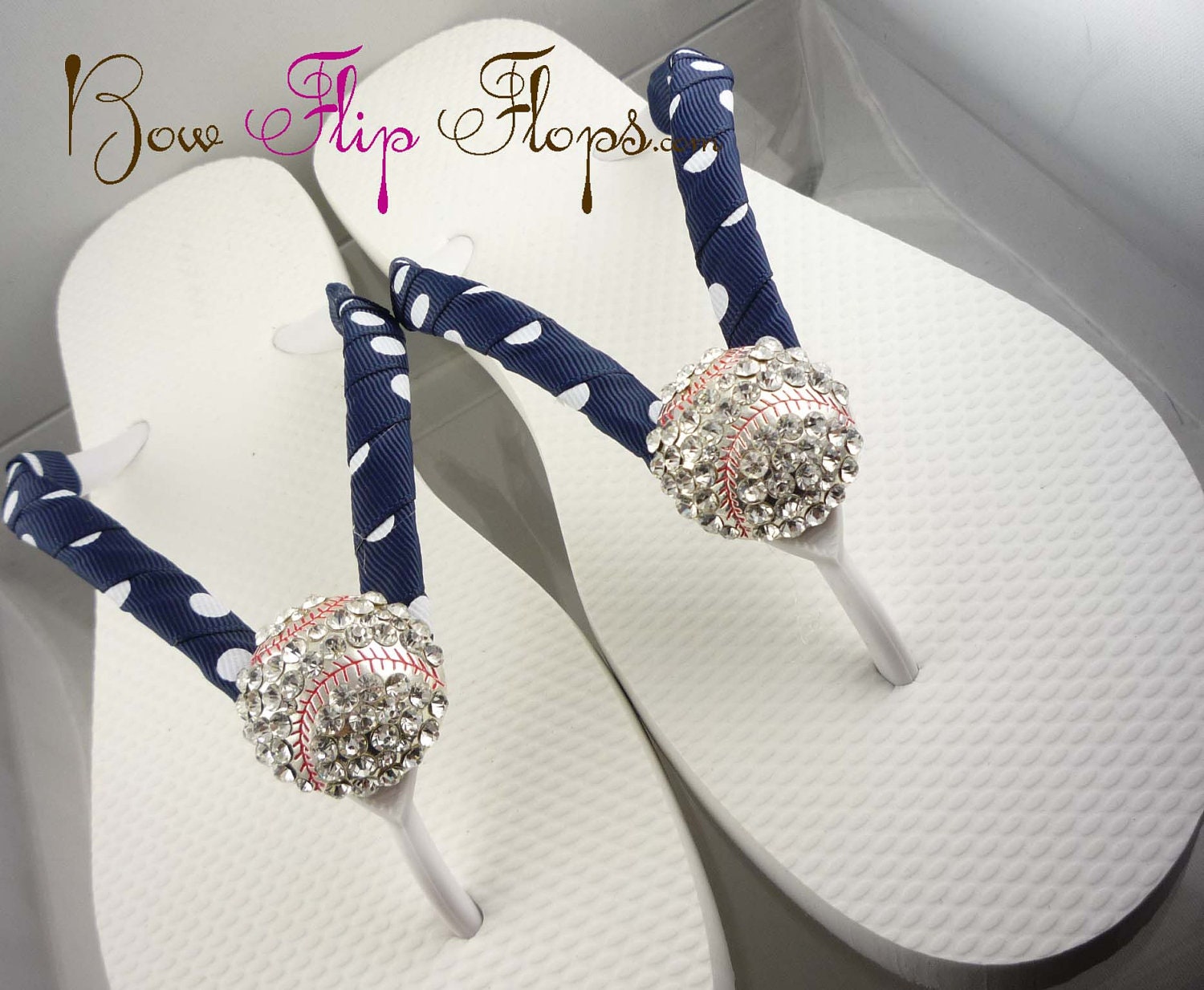 Baseball Softball Flip Flops Bling Rhinestone Buckle Player Mom Girl Boutique Sports Ribbon Flip Flops chooe your ribbon and team colors