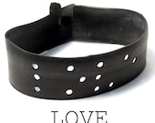 Love Bracelet with Braille Word in Charcoal Bike Tire