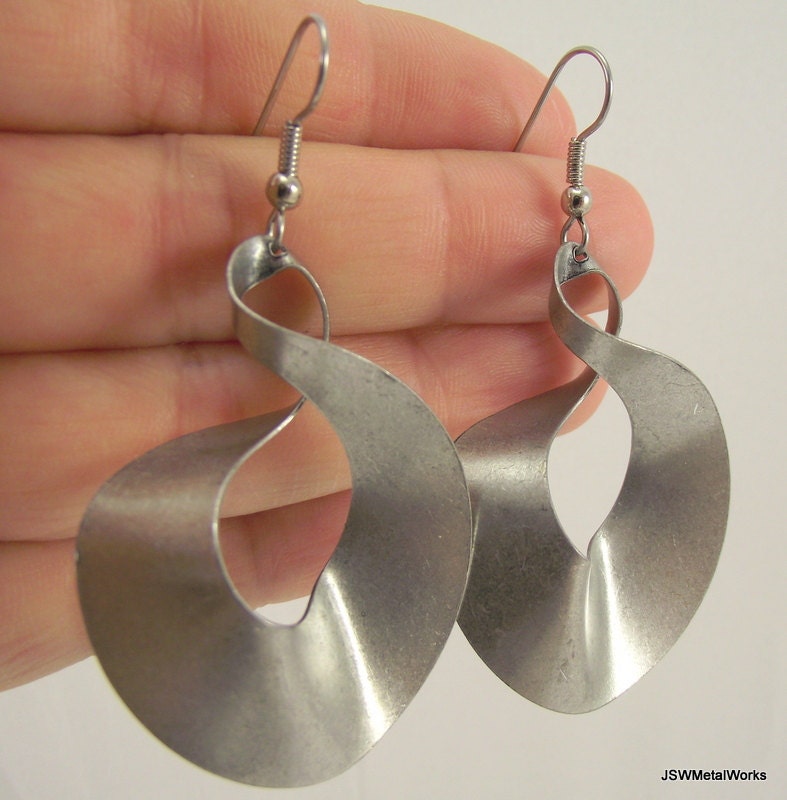 Large Infinity Earrings, Antiqued Silver Earrings