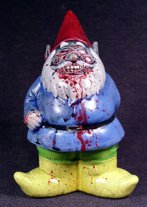 Zombie Gnome Piggy Bank OOAK
