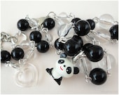 Kawaii Panda Necklace, Beaded Choker Necklace, Silver Plated