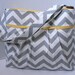 The Monterey Diaper Bag Large - In Grey Chevron and Yellow - Adjustable Strap and Elastic Pockets