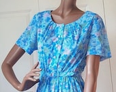 50s 60s Day Dress Vintage House Wife 1950s 1960s Floral Print M L