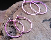 Pink Hoops - Small Hoop Earrings 15mm - Colored Beading Hoop Ear wires