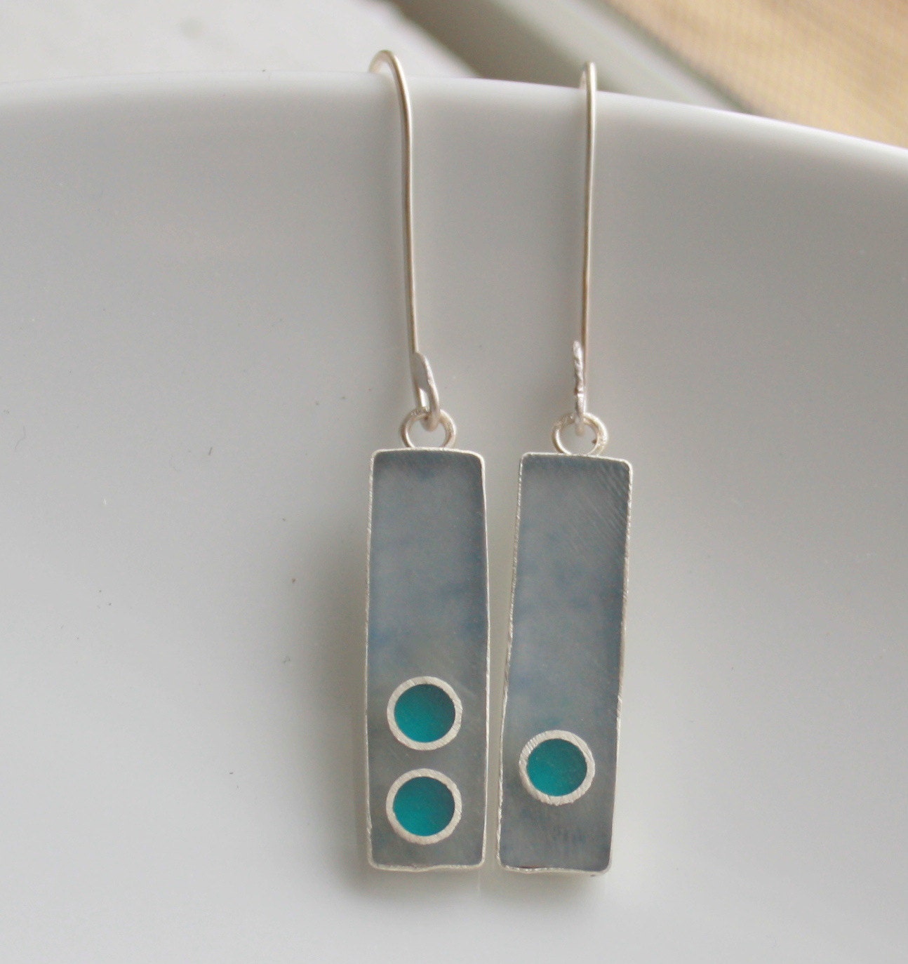 Grey Blue Resin Earrings