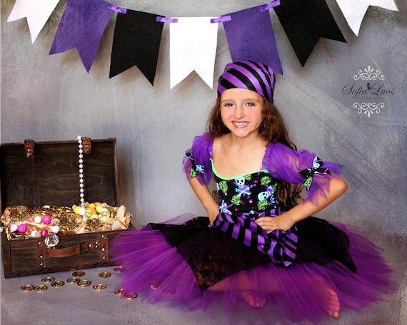 Pirate costume 12 Custom Boutique purple  Pirate skull tutu Halloween costume