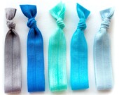 The Pisces Package - 5 Blue Water Inspired Elastic Solid Color Hair Ties that Double as Bracelets by Mane Message on Etsy