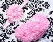 Pretty In PINK- Baby Girl -Chiffon Ruffle Bum Baby Bloomer and Headband Set In Pink- Choose your Size - Photo Prop- MY2LILPIXIES
