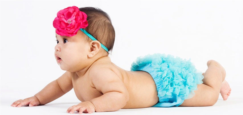 PERFECT Photo Prop SET-  Turquoise BLOOMER You pick your Size and Matching Photo Prop Headband-MY2Lilpixies