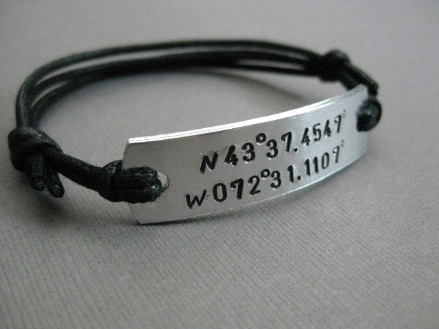 Mens Bracelet with custom coordinates, GPS Bracelet, Mens Bracelet for Husband, Boyfriend, Gift, Anniversary, MN120