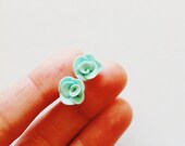 Mint Rosette Earrings.