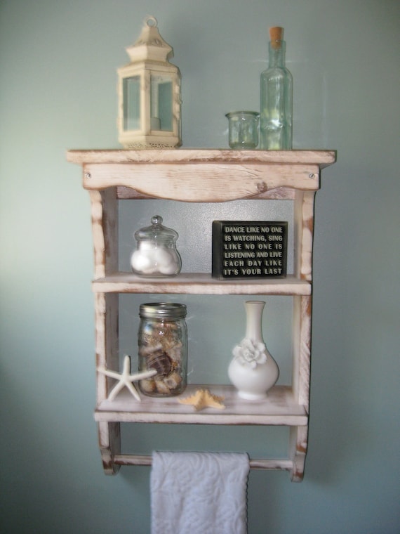 Handmade Shelf Towel Holder - Shabby Beach Cottage - French Country - Paris Apartment