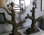 Sale Hollywood Regency PAIR of mid century faux bois or coral branch bases unique