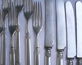 Victorian Shell Pattern Forks and Knives Set of 24