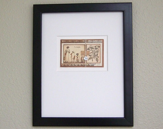 Original Mixed Media Assemblage Wall Decor Art - The Walk Matted to 11x14
