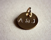 Personalized Wedding Charm - Gold Initials, Valentine's Day, Bride Groom, Boyfriend Girlfriend, Custom Monogram Letters,14K Gold Fill Disc