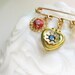 SALE - sweet Heart Locket Charm Brooch - Vintage Heart Locket Charm Pin