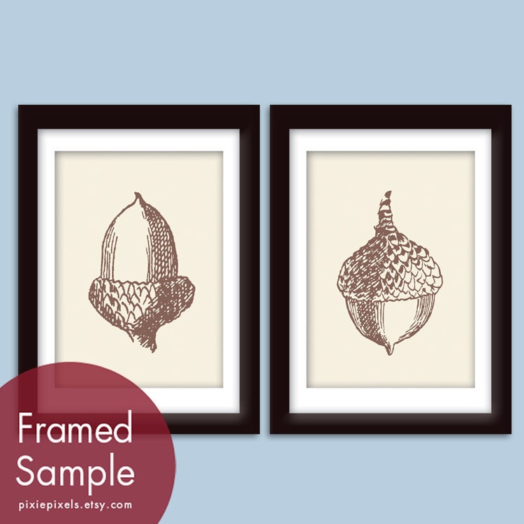 Acorn Harvest Collection (Series A) - Set of 2 - 5x7 - (Featured in Soft Cream and Chocolate)