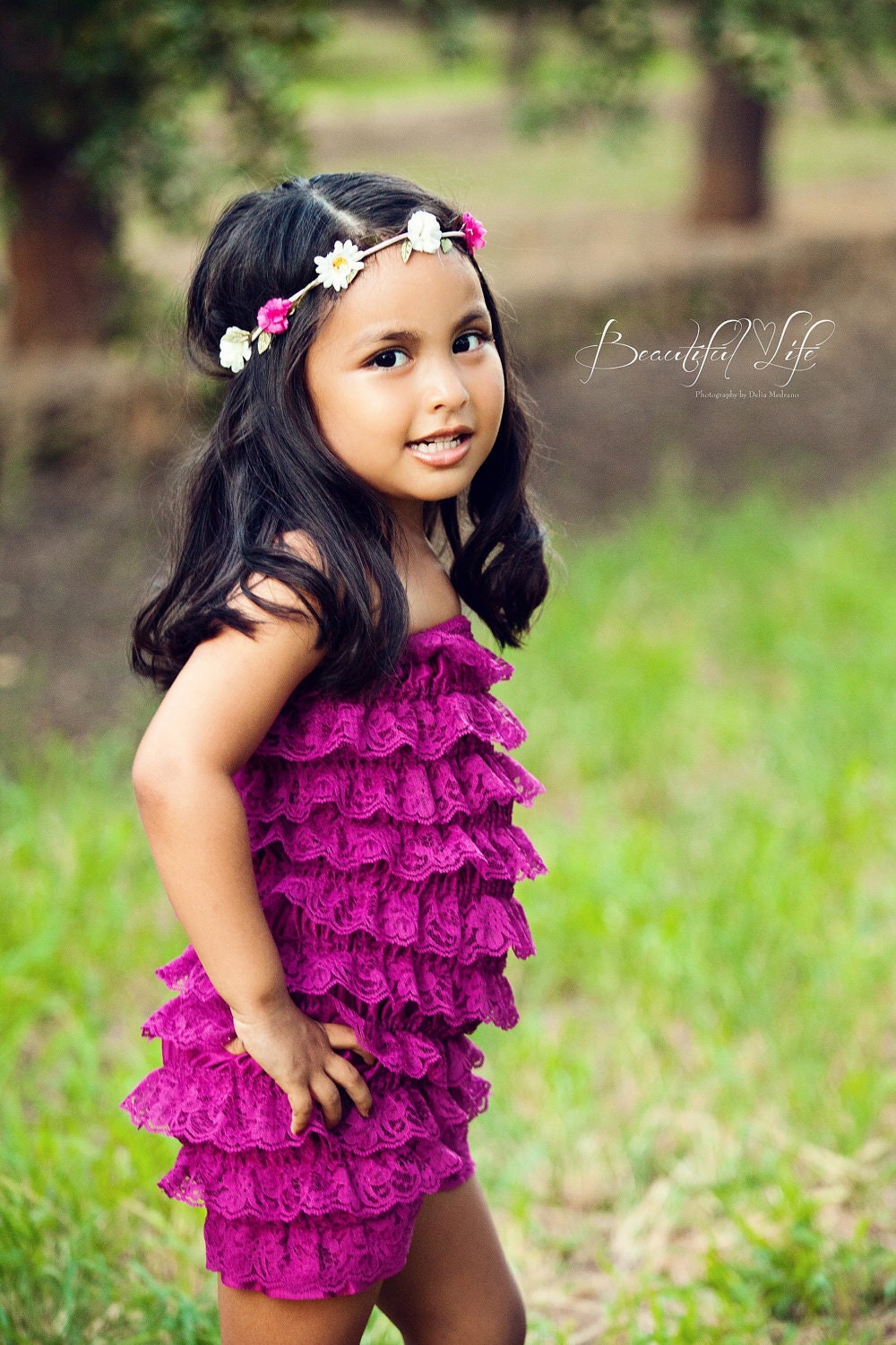 You Pick Size. Chicaboo Raspberry Magenta Ruffled lace petti romper / bloomer. Sizes for ages newborn to 4/5 years. More Colors available