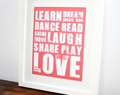 Typography Art Prints, Baby Nursery Wall Art, Personalized, Baby Shower Gift 8x10