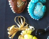 Dragon & Treasure (Gemstone Large Silver-Wrapped) Pendant Many Colors - Hand Sculpted