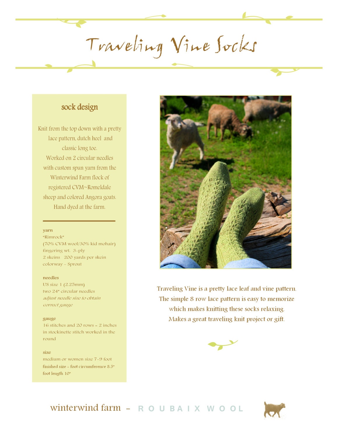 Traveling Vine Sock Pattern