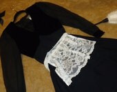 HALLOWEEN Costume FRENCH MAID black chiffon dress white apron accessories womens 7/8