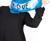 Funky cobalt blue nuno felt scarf, autumn winter shawl, arty felt accessories, ooak felted neckwarmer,  Christmas gift